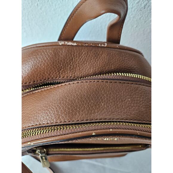 Michael Kors Rhea Zip Medium Leather Backpack brown pebbled leather - Picture 3 of 8